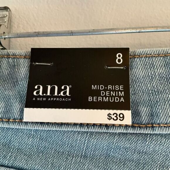 a.n.a. Midrise Denim Bermuda Shorts, 8. NWT. Light Wash Jorts - Picture 7 of 7
